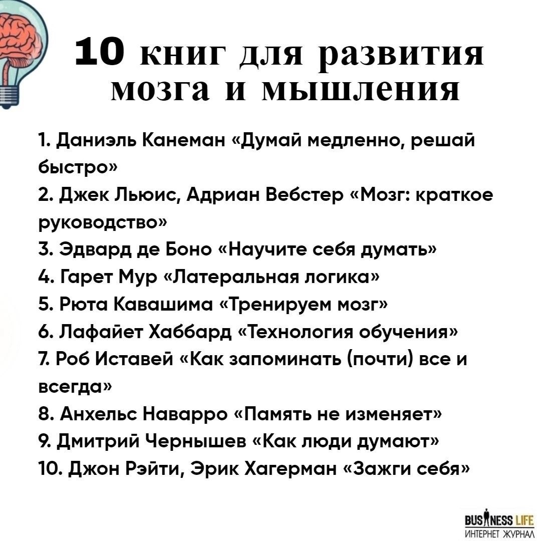 10 книг для развития мозга и мышления 📌
#Саморазвитие | Сетка — социальная сеть от hh.ru