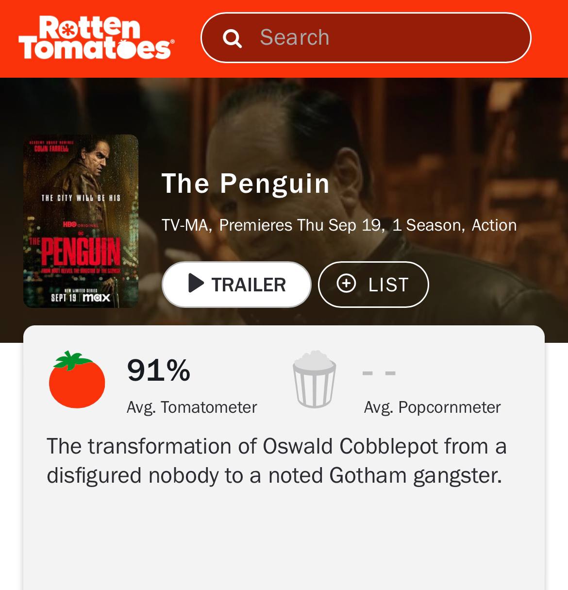 Сериал «Пингвин» по мотивам последнего «Бэтмена» получил 91% на Rotten Romatoes. Критики в восторге от перевоплощения Колина Фаррелла и называют его персонажа Тони Сопрано от мира DC Comics | Сетка — социальная сеть от hh.ru