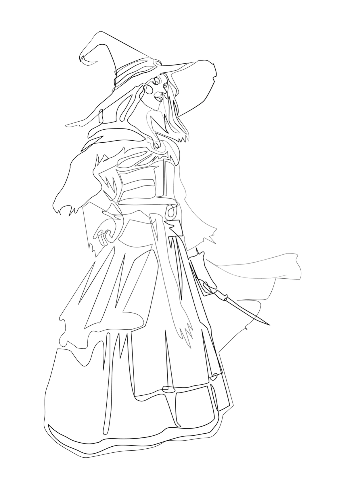 Пятница 13-е же. 
А я чуть было не отметилась. 
Просто #ведьма. 
Просто #лайнарт. 
Просто рисунок #однойлинией.
#иллюстратор #иллюстрация #lineart #рисунок | Сетка — социальная сеть от hh.ru