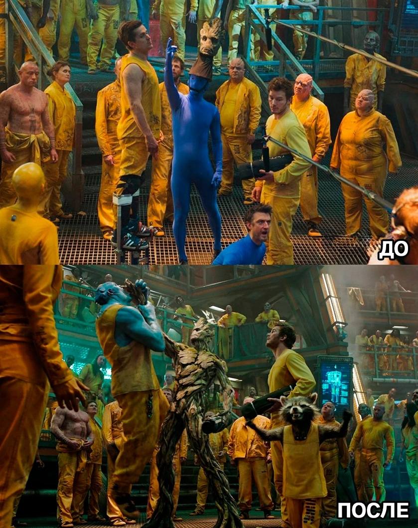 Кадры из фильмов Марвел до использования графики и после | Сетка — социальная сеть от hh.ru