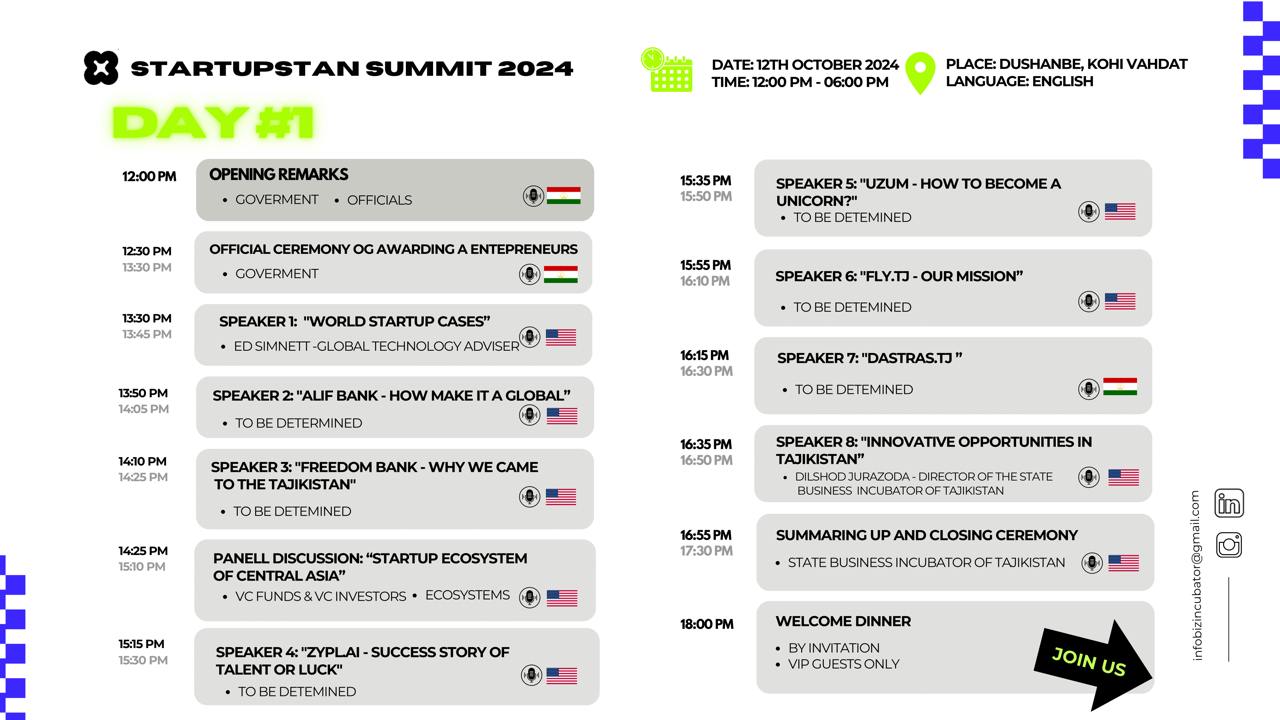 Таджикистан 🇹🇯 тоже не отстает: местные организации в октябре организуют англоязычное мероприятие для стартаперов - Startupstan Summit 2024 | Сетка — социальная сеть от hh.ru