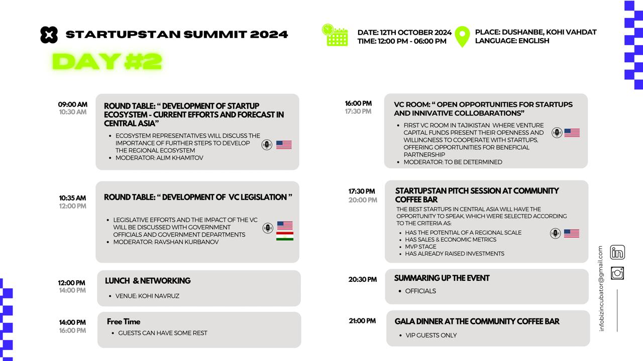 Таджикистан 🇹🇯 тоже не отстает: местные организации в октябре организуют англоязычное мероприятие для стартаперов - Startupstan Summit 2024 | Сетка — социальная сеть от hh.ru