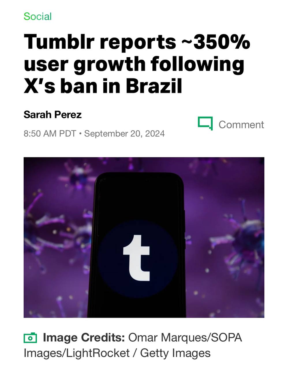 В Бразилии случился ренессанс Tumblr на фоне запрета Твиттера. Прирост новых пользователей увеличился на 350%. Число ежедневно активных пользователей по стране в 5 раз выше, чем в остальном мире | Сетка — социальная сеть от hh.ru