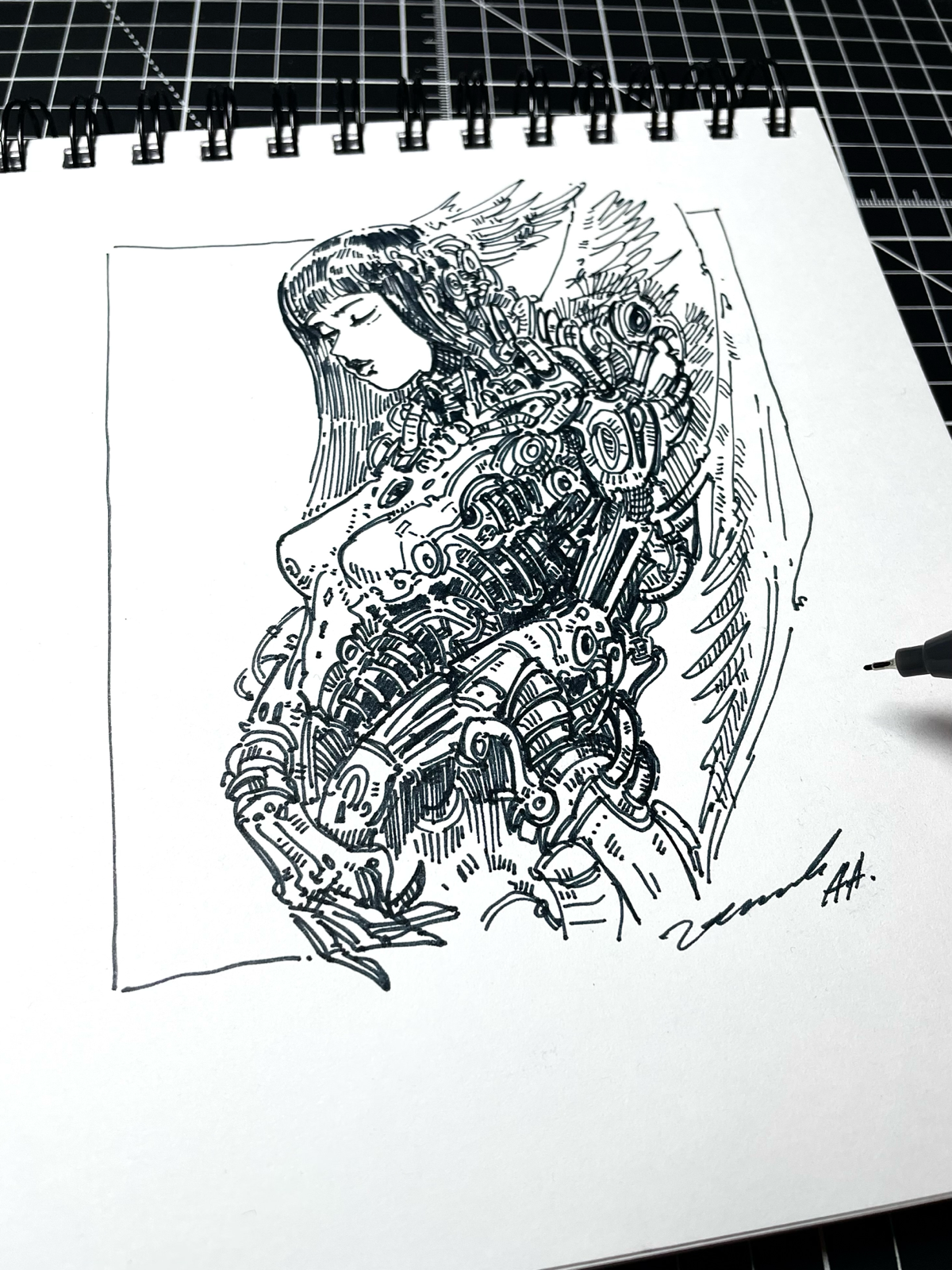 Рисунок дня 🖋️ 
#кибер #набросок #художники #концепт | Сетка — социальная сеть от hh.ru