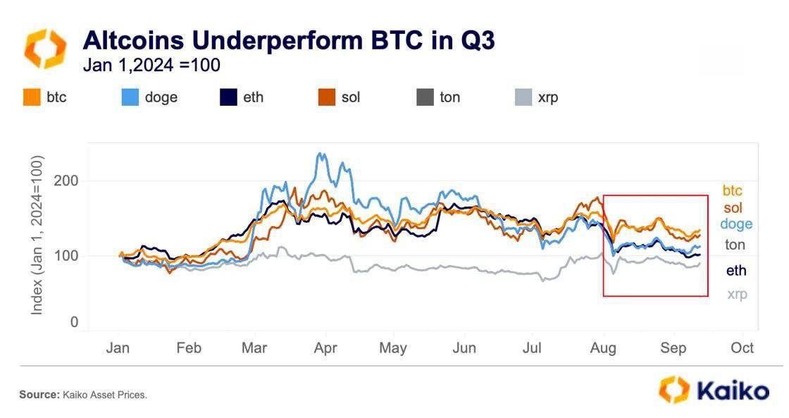 💛 #BTC#альткоины#крипто
в 3кв BTC держится сильнее большинства крупнейших альткоинов — Kaiko
@birzhbazar | Сетка — социальная сеть от hh.ru