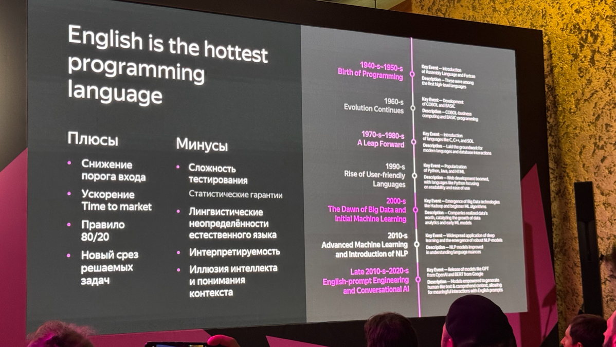 Сегодня на Yandex Scale, заглянул на трек про AI/ML. Сильно удивился, когда на вопрос в аудиторию : «У кого в бизнесе уже начинают интеграцию с AI инструментами?»- руки подняла бОльшая часть аудитории | Сетка — социальная сеть от hh.ru