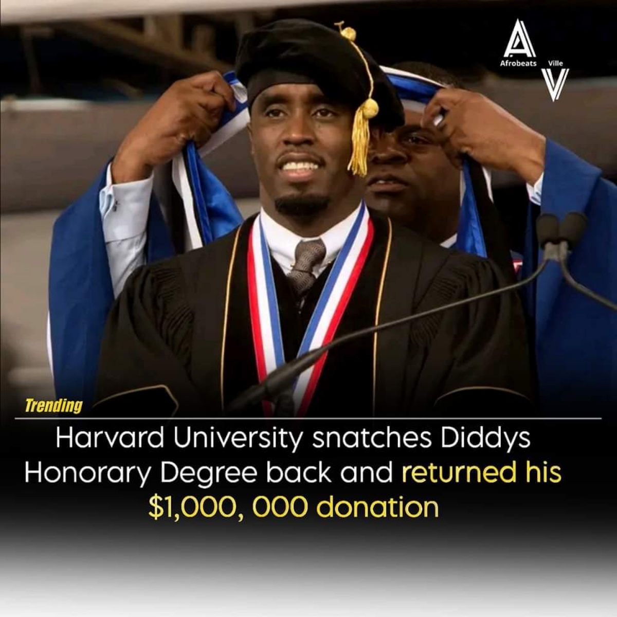 Harvard University has revoked the honorary degree they gave Diddy and returned the 1M dollars he donated to them 😁‼️ 
 
This does not look good 👀 
 
--- 
 
Университет Гарварда аннулировал почётную с... | Сетка — социальная сеть от hh.ru