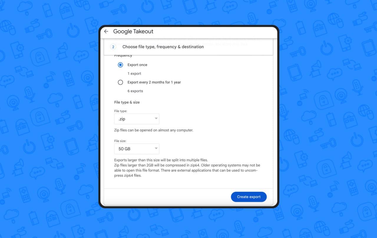 ⚡️ Спасаем ВСЕ свои данные из Google аккаунта — Минцифры рекомендует сделать резервную копию. Вот как это сделать:
— Заходим на Google Takeout и выбираем, что хотим сохранить | Сетка — социальная сеть от hh.ru