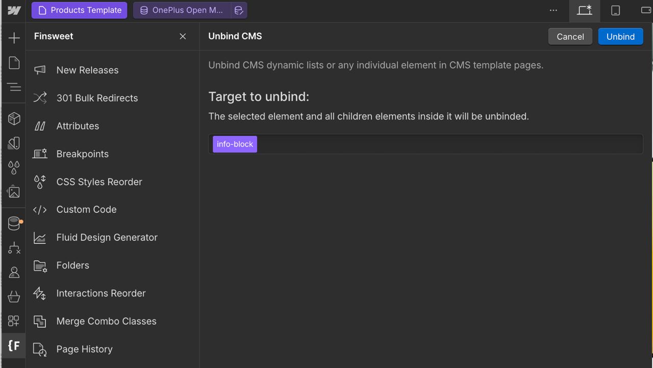 Автоматически Unbind CMS коллекцию от элемента или блока | Сетка — социальная сеть от hh.ru