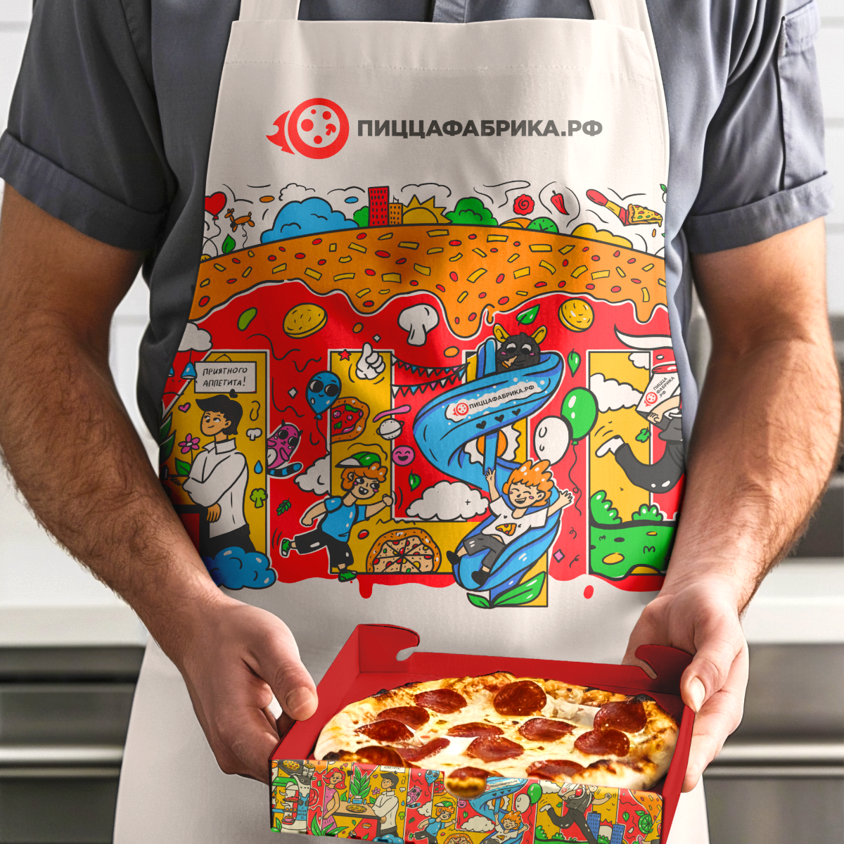 Дошли руки оформить иллюстрацию для компании "ПиццаФабрика" 🍕
Кейс вышел небольшим, так как иллюстрация изначально предназначена только для печати на стене в "длинном" горизонтальном формате | Сетка — социальная сеть от hh.ru