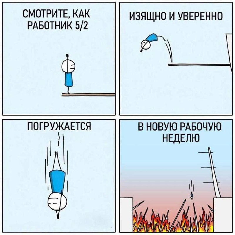 Примерно так и происходит ☕️
Но понедельники я люблю как начало чего-то нового. Пойти в зал, начать учить языки…. Хотя кого обманываем 🤡
За работу, друзья! | Сетка — социальная сеть от hh.ru