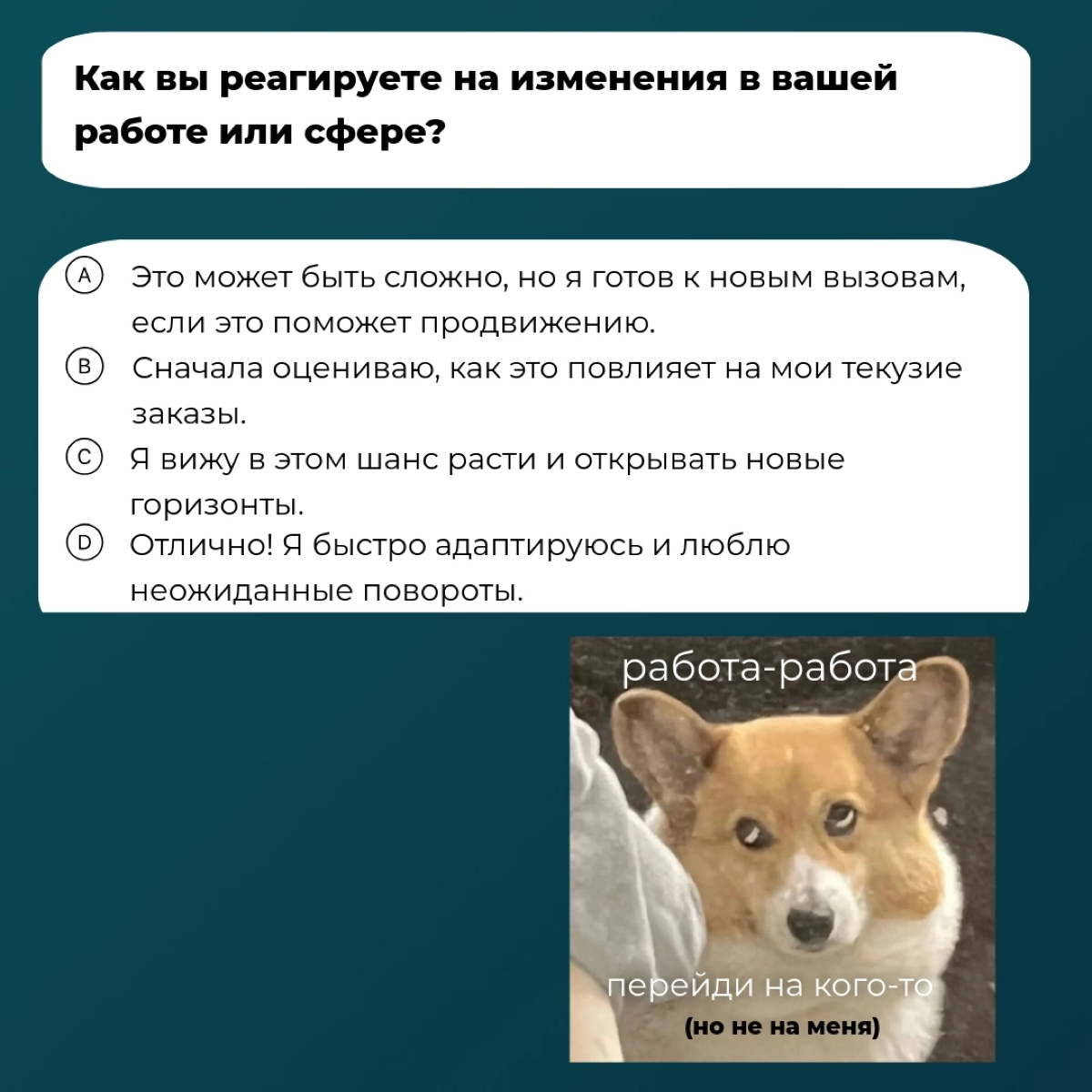Не обязательно становится руководителем🤓
Если вас не привлекает такая траектория карьерного роста, можно выбрать другую. А какую - подскажет наш тест | Сетка — социальная сеть от hh.ru