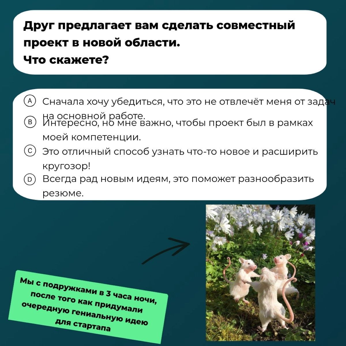 Не обязательно становится руководителем🤓
Если вас не привлекает такая траектория карьерного роста, можно выбрать другую. А какую - подскажет наш тест | Сетка — социальная сеть от hh.ru