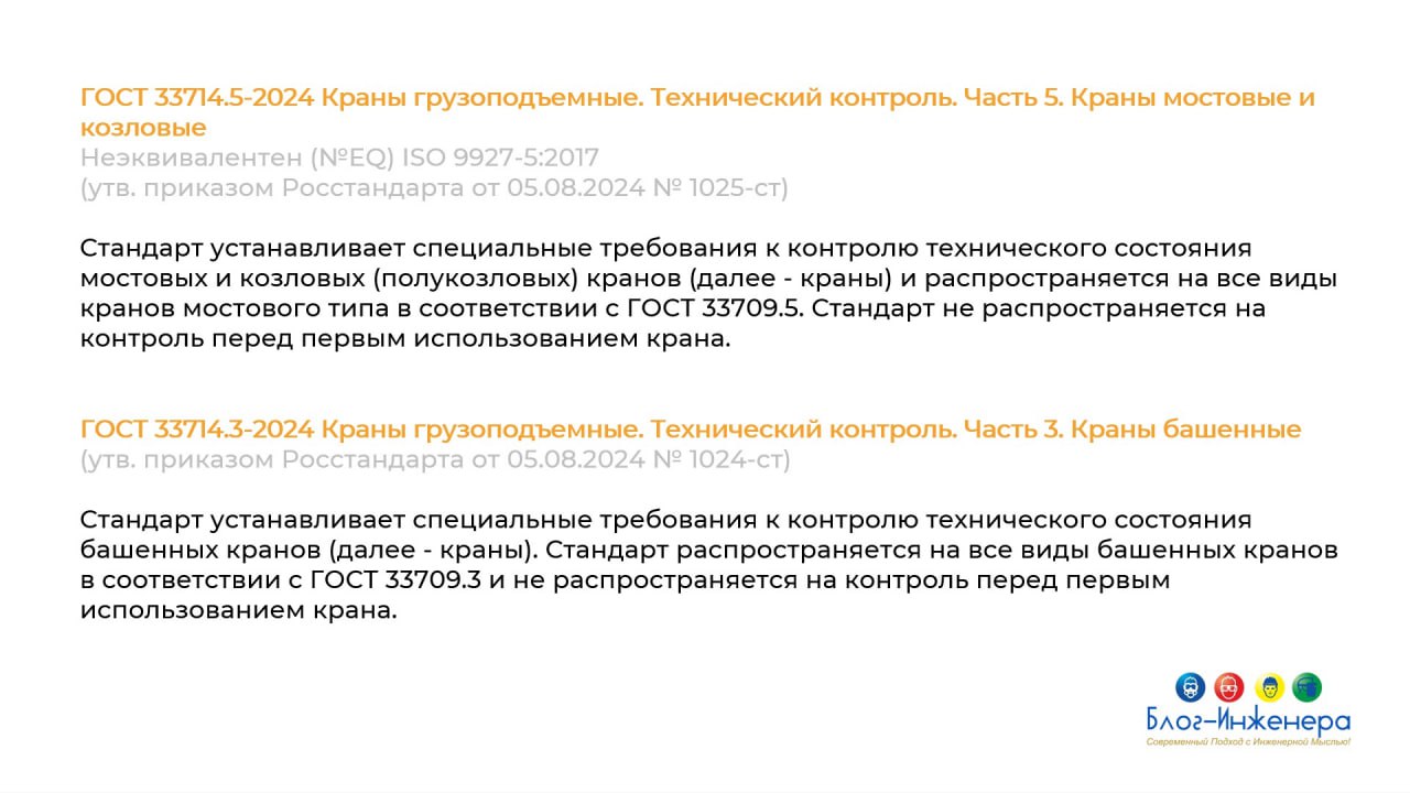 🏗 С 1 января 2025 года вводятся стандарты на крепёжные устройства и по техническому контролю за состоянием грузоподъёмных кранов
Про четыре новых ГОСТа в наших карточках 🖼
Блог—Инженера для тебя ❤️ | Сетка — социальная сеть от hh.ru