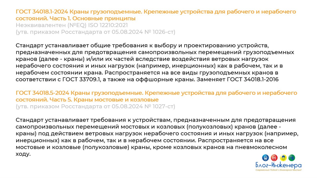 🏗 С 1 января 2025 года вводятся стандарты на крепёжные устройства и по техническому контролю за состоянием грузоподъёмных кранов
Про четыре новых ГОСТа в наших карточках 🖼
Блог—Инженера для тебя ❤️ | Сетка — социальная сеть от hh.ru