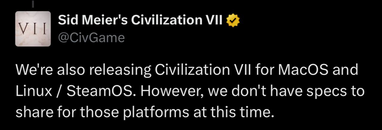 Sid Meier’s Civilization VII выйдет на MacOS и Linux
Релиз 11 февраля 2025 года | Сетка — социальная сеть от hh.ru