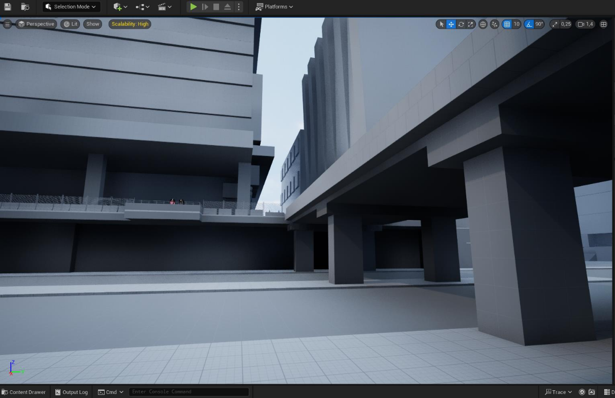 Надо же что-то выложить сюда
#ue5 #unrealengine #blockout #gamedev  #leveldesign | Сетка — социальная сеть от hh.ru