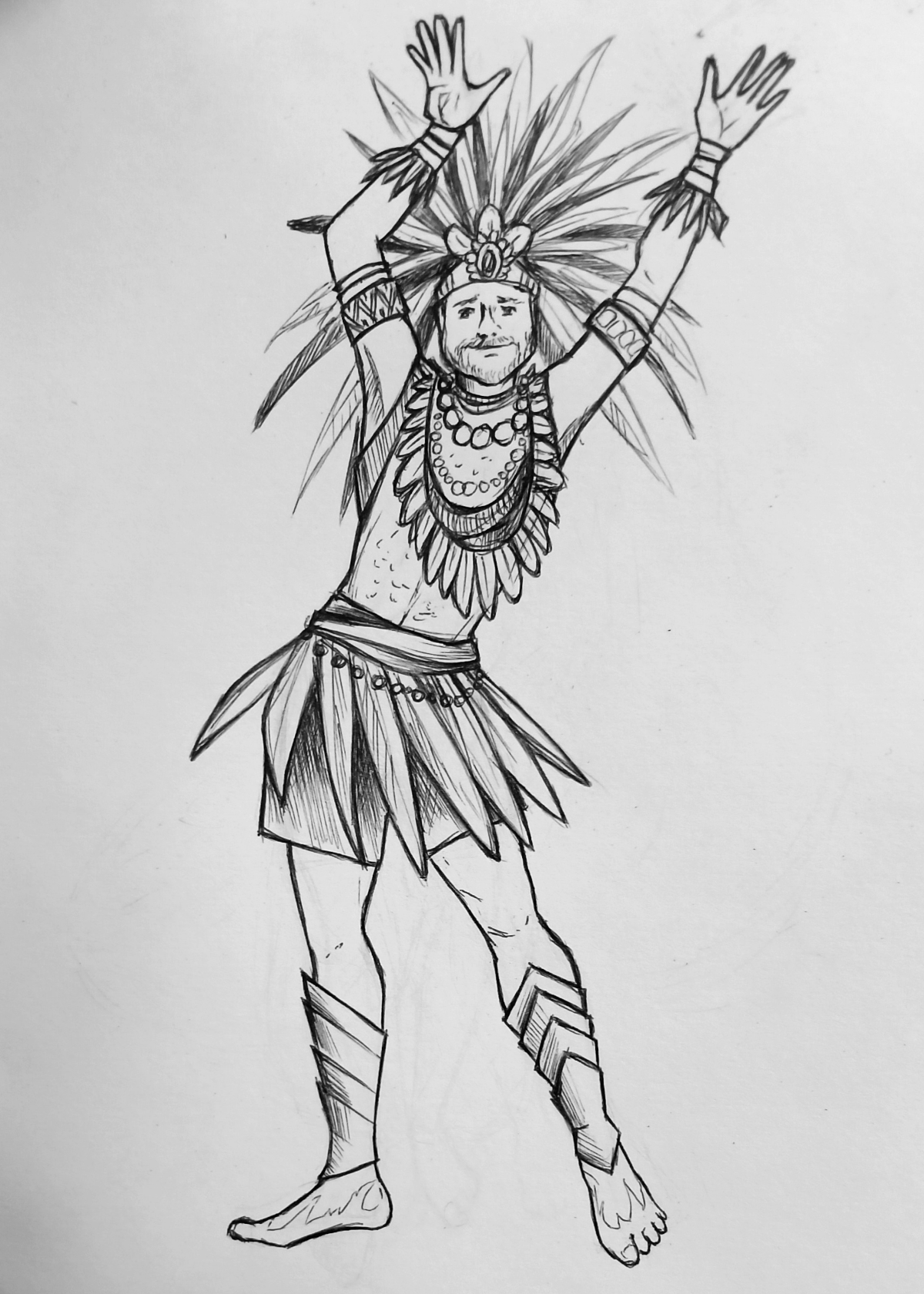 День 4: экзотический
#exotic #inktober2024
Долго сидела в раздумьях над этой темой, выручил муж. Сначала позировал для трайбла, а потом идея плавно перешла в бразильский карнавал | Сетка — социальная сеть от hh.ru