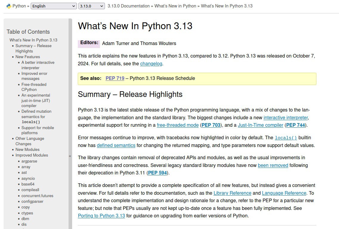💵 Релиз Python 3.13
— Выход стабильной версии Python 3.13 с экспериментальным JIT-компилятором, улучшенным интерактивным интерпретатором на основе PyPy и режимом сборки с независимыми нитями | Сетка — социальная сеть от hh.ru