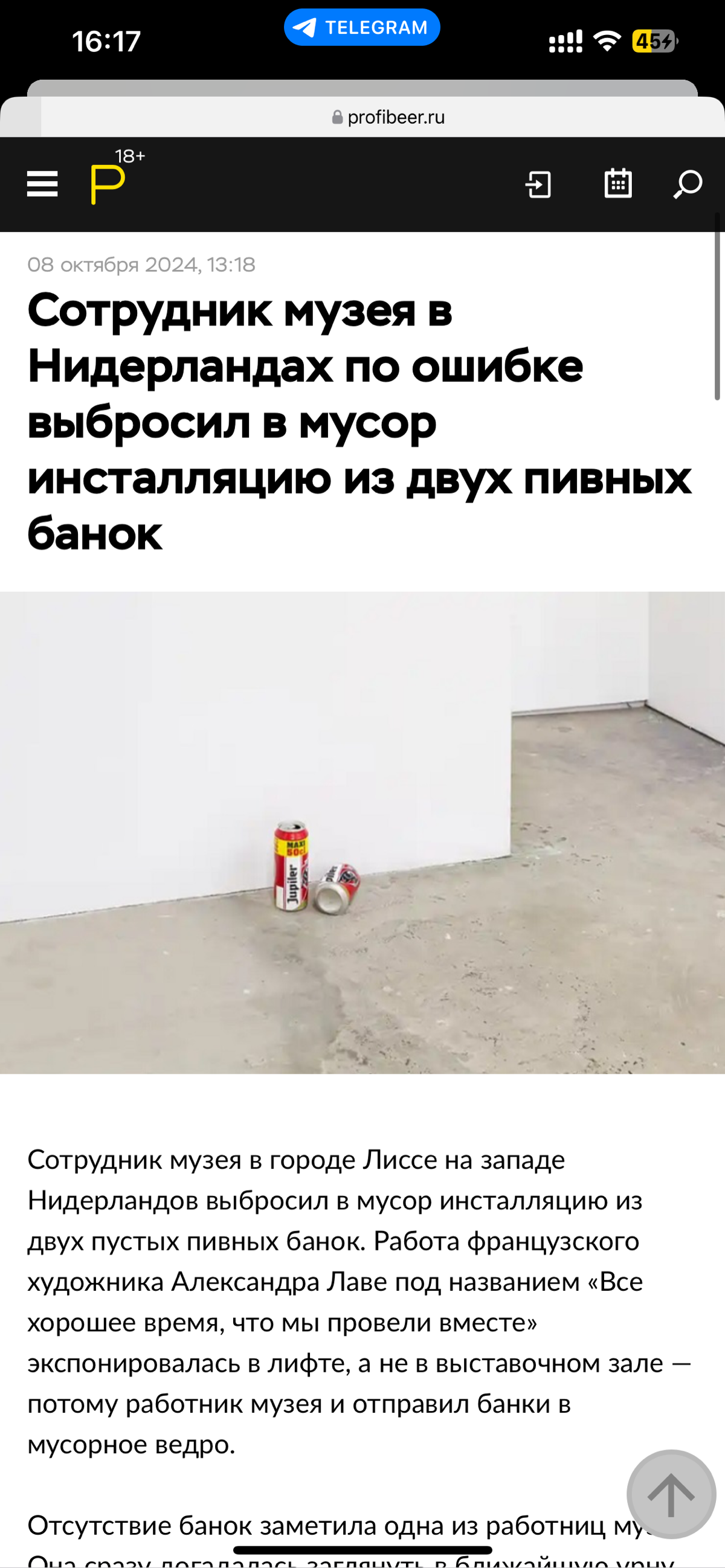 Проблемы квалификации объектов авторского права потребителями 😅

в Нидерландах выбросили инсталляцию.
в Сеуле студент съел часть произведения | Сетка — социальная сеть от hh.ru