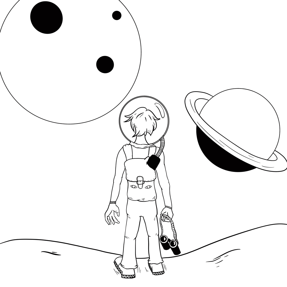 Инктобер2024
№6 Путешествие | trek
Рюкзак и бинокль нужны путешественнику .
#inktober2024 #инктобер #инктобер2024 #иллюстрация #чернобелая #космос #планеты #бинокль #путешествие | Сетка — социальная сеть от hh.ru