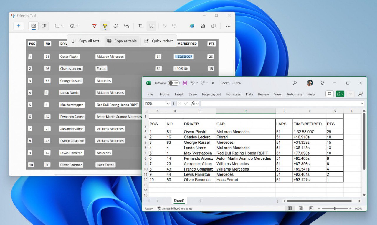 💵 Microsoft расширила функциональность Snipping Tool
— Добавлена возможность копирования таблиц данных. Доступно для участников программы Windows Insiders в каналах Dev и Beta | Сетка — социальная сеть от hh.ru