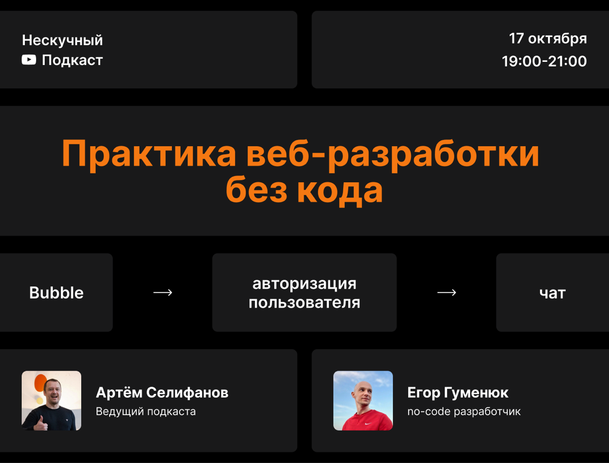Анонс, подкаст, практика, без воды, no-code, low-code. | Сетка — социальная сеть от hh.ru