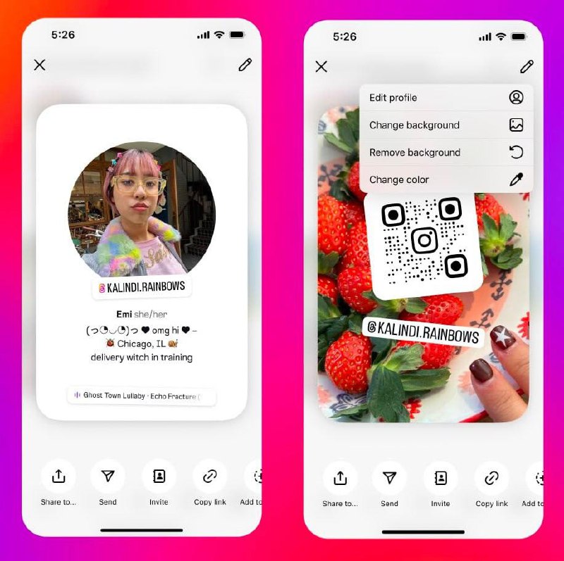 Instagram запустил цифровые визитки.
На них изображены био, QR-код, аватар, ссылки и прослушиваемая музыка. Визитки были введены, чтобы было легче обмениваться аккаунтами | Сетка — социальная сеть от hh.ru