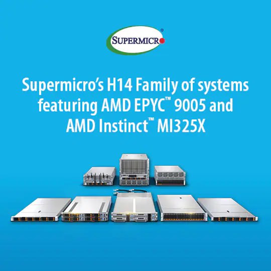Supermicro представила линейку серверов на платформе AMD EPYC Turin
Supermicro представила серверы H14 на базе процессоров AMD EPYC 9005 и ускорителей Instinct MI325X | Сетка — социальная сеть от hh.ru