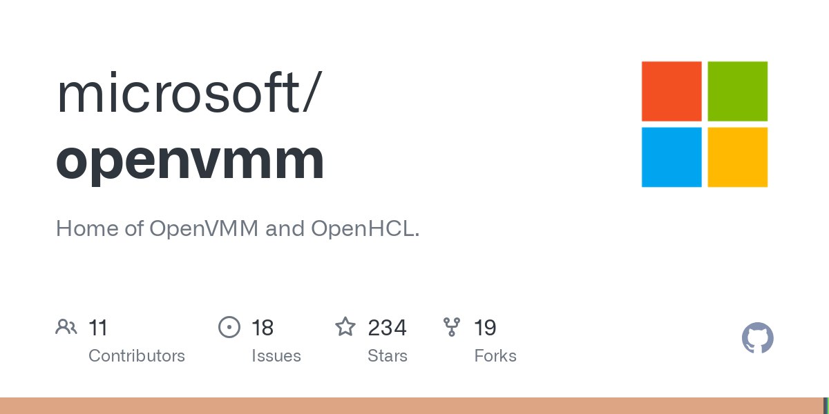 OpenVMM is a modular, cross-platform, general-purpose Virtual Machine Monitor (VMM), written in Rust
https://github.com/microsoft/openvmm
https://openvmm.dev/ | Сетка — социальная сеть от hh.ru