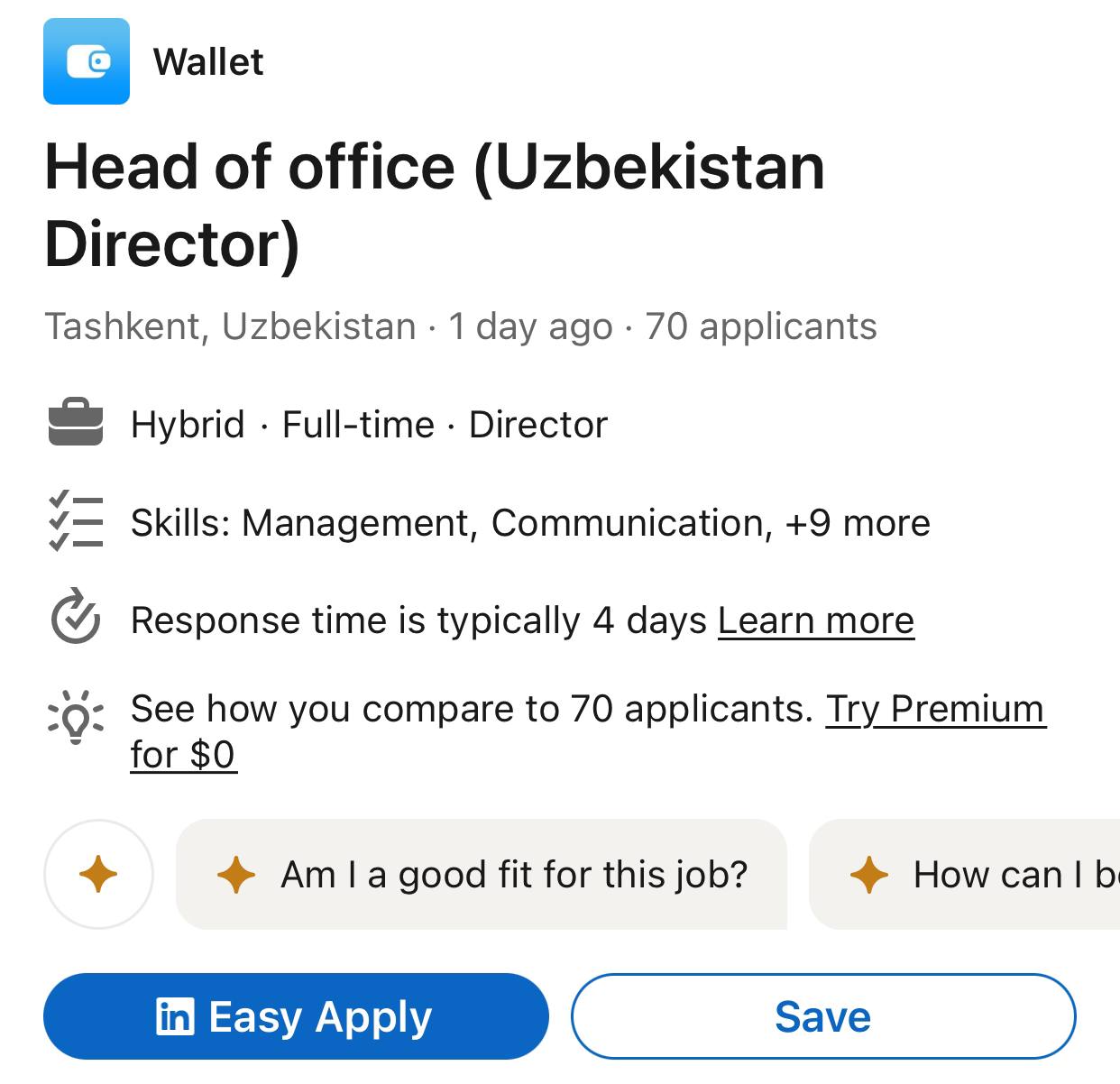 Вот и поступили вакансии от Telegram в Ташкенте в подразделение @wallet 
Подать
#telegram #узбекистан
@umedschannel | Сетка — социальная сеть от hh.ru
