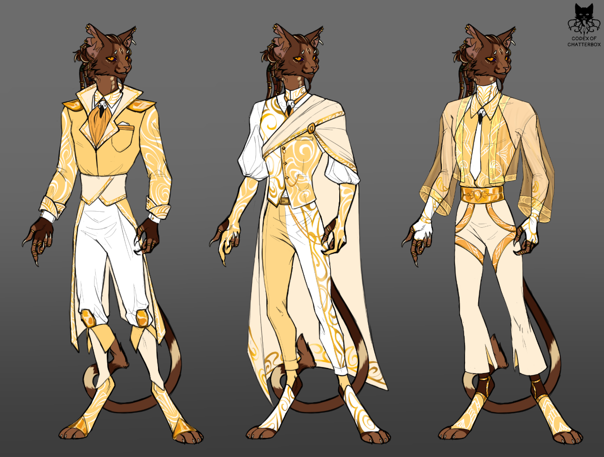 Варианты одежды для официальной встречи)) 
#персонаж #концепт #арт #концептарт #дизайн | Сетка — социальная сеть от hh.ru