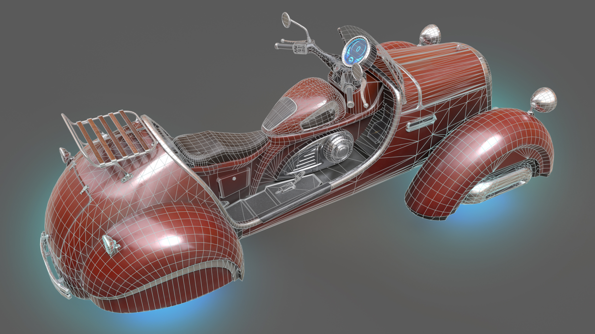 Недавно закончил работу над 3D-моделью ховера. Это был интересный проект, где я решил объединить свою любовь к ретро-автомобилям и sci fi концептам | Сетка — социальная сеть от hh.ru