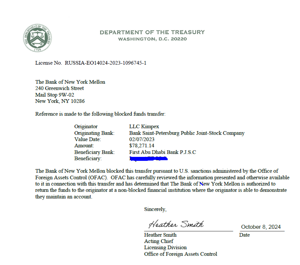 Ну наконец-то!!!
Получил лицензию #OFAC на разблокировку замороженого платежа | Сетка — социальная сеть от hh.ru