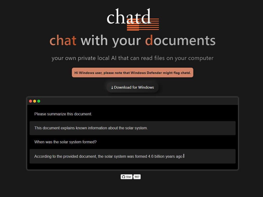 #инструменты
🧑‍💻Chatd — общайтесь с вашими документами с помощью локального ИИ.
Эта программа облегчает работу с документами | Сетка — социальная сеть от hh.ru
