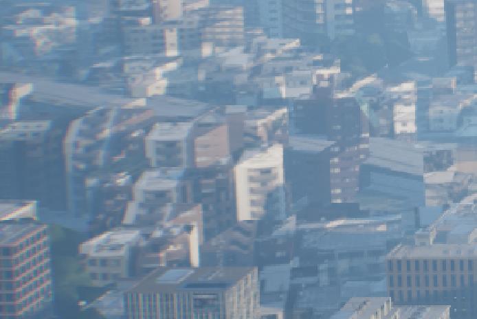 Игра RoboCop: Rogue City, на переднем плане видим темные вполне детализированные дома, а дальше идут более светлые | Сетка — социальная сеть от hh.ru