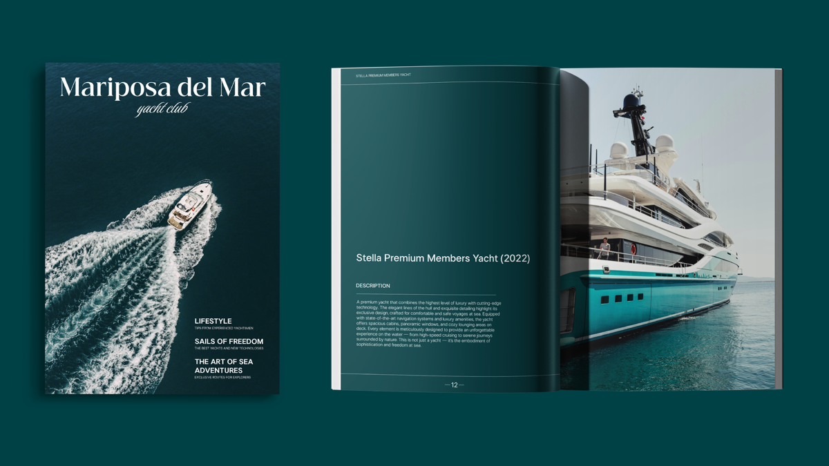 Фирменный стиль для яхт-клуба MDMYC
Mariposa del Mar Yacht Club — это эксклюзивное сообщество для тех, кто ценит искусство яхтинга и морские приключения | Сетка — социальная сеть от hh.ru