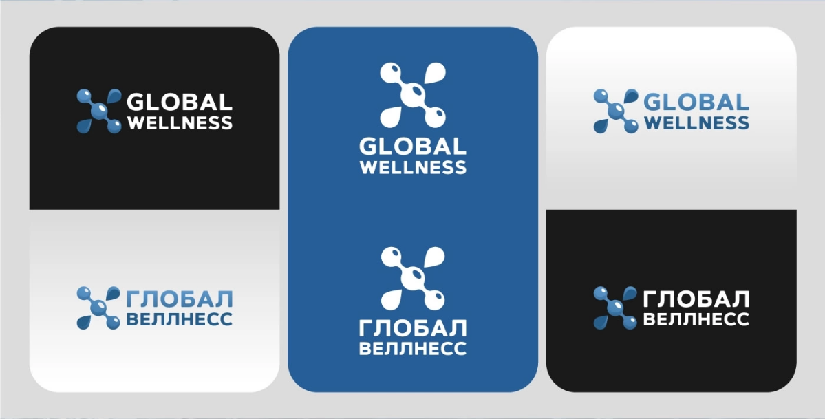 Разработали логотип и фирменный стиль для компании по производству химии для бассейнов 🌀 Глобал веллнесс (Новосибирск)  
#брендинг #фирменныйстиль #бассейны #вода #химия | Сетка — социальная сеть от hh.ru