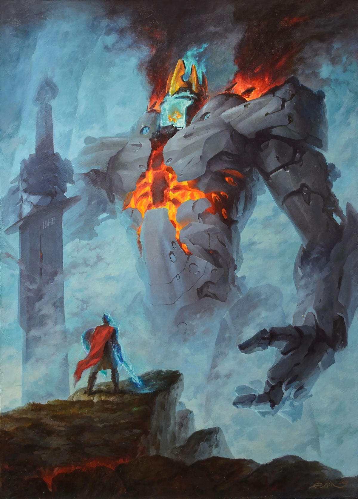 Картина "Кощей '24"  
Сегодня "Научное фэнтези" (Sci-Fantasy). Мой вариант Кощея с огнём в чреслах и с крио-морозом в шлеме для черепушки.  
Холст, масло.
Размер 50х70 см | Сетка — социальная сеть от hh.ru