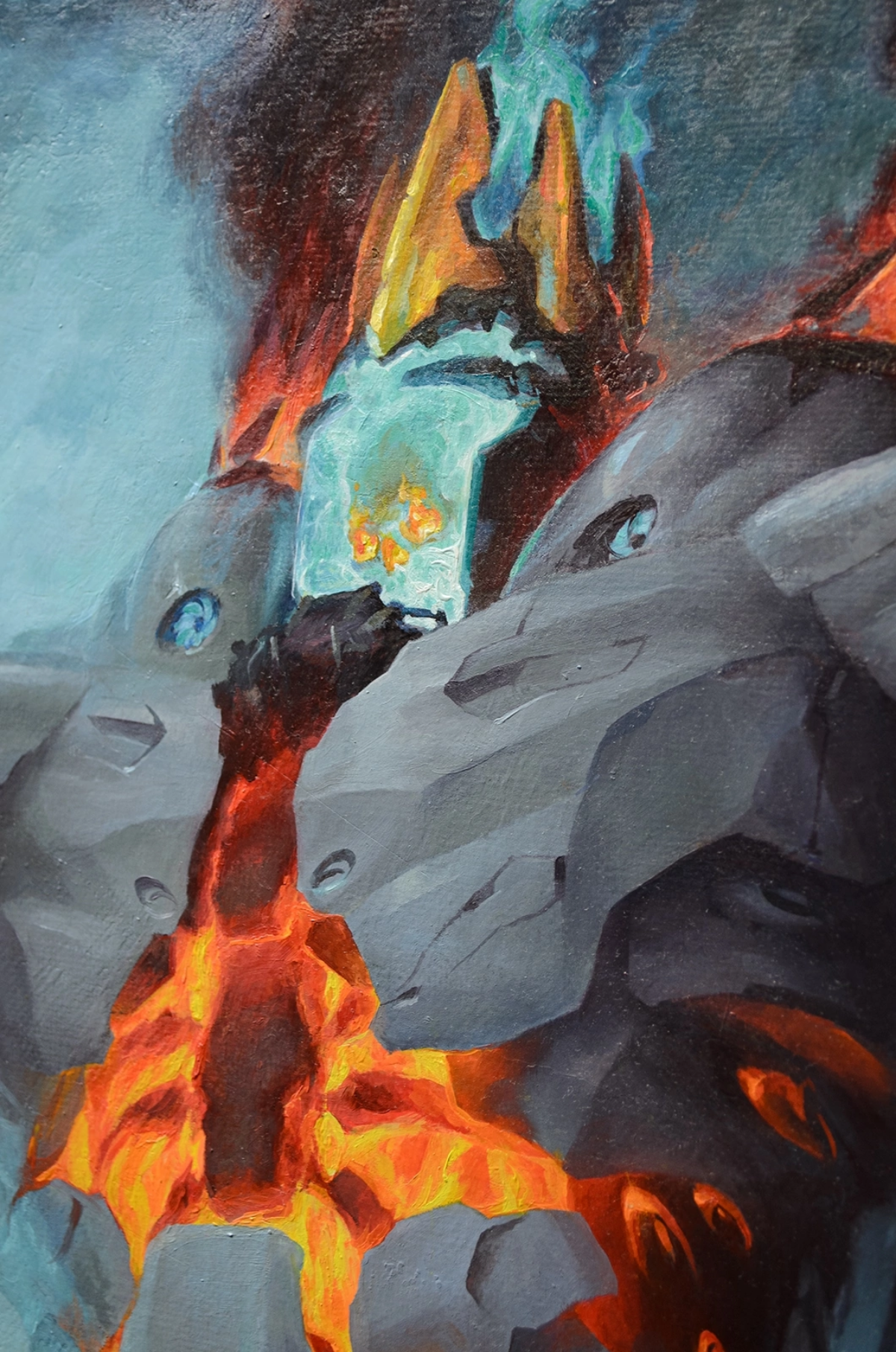 Картина "Кощей '24"  
Сегодня "Научное фэнтези" (Sci-Fantasy). Мой вариант Кощея с огнём в чреслах и с крио-морозом в шлеме для черепушки.  
Холст, масло.
Размер 50х70 см | Сетка — социальная сеть от hh.ru