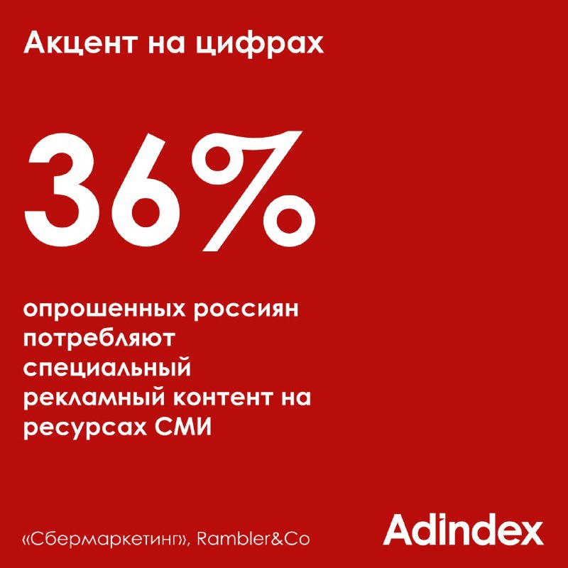 ⚡️ Рекламные спецпроекты чаще всего замечают в СМИ
Специальный рекламный контент чаще потребляют в:
🔣 СМИ (36%)
🔣 Маркетплейсах (29%)
🔣 Соцсетях (24%) | Сетка — социальная сеть от hh.ru