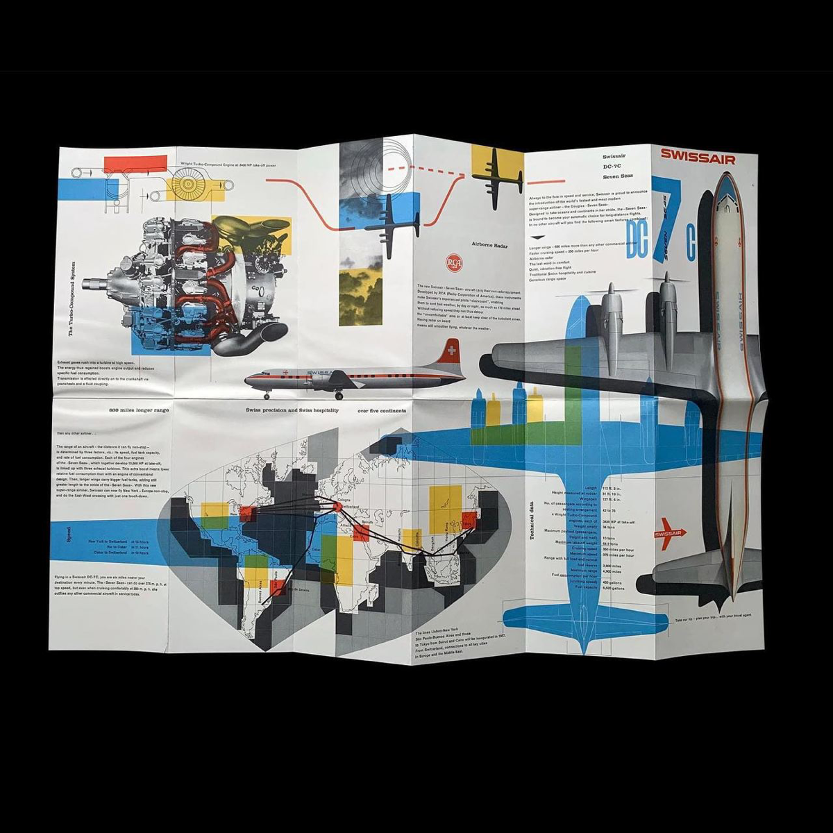 Буклеты и постеры для Swissair, 1958 год. Дизайнер — швейцарец Курт Вирт (Kurt Wirth)
#awdswiss #awdretro #awdprint | Сетка — социальная сеть от hh.ru