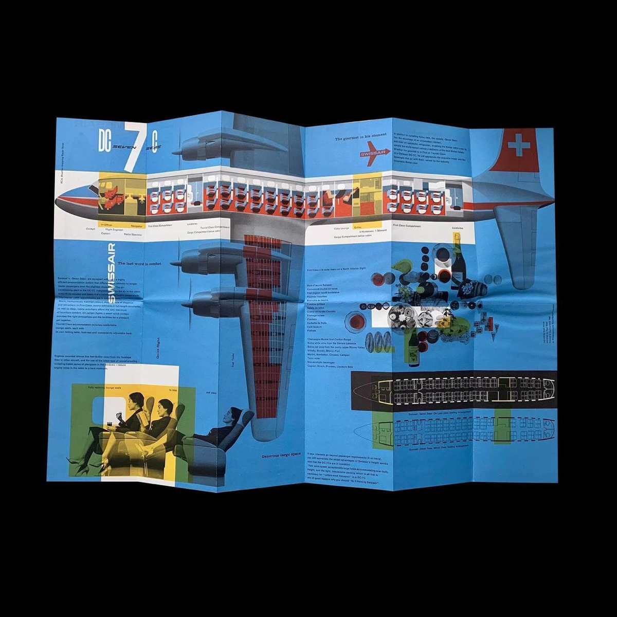 Буклеты и постеры для Swissair, 1958 год. Дизайнер — швейцарец Курт Вирт (Kurt Wirth)
#awdswiss #awdretro #awdprint | Сетка — социальная сеть от hh.ru