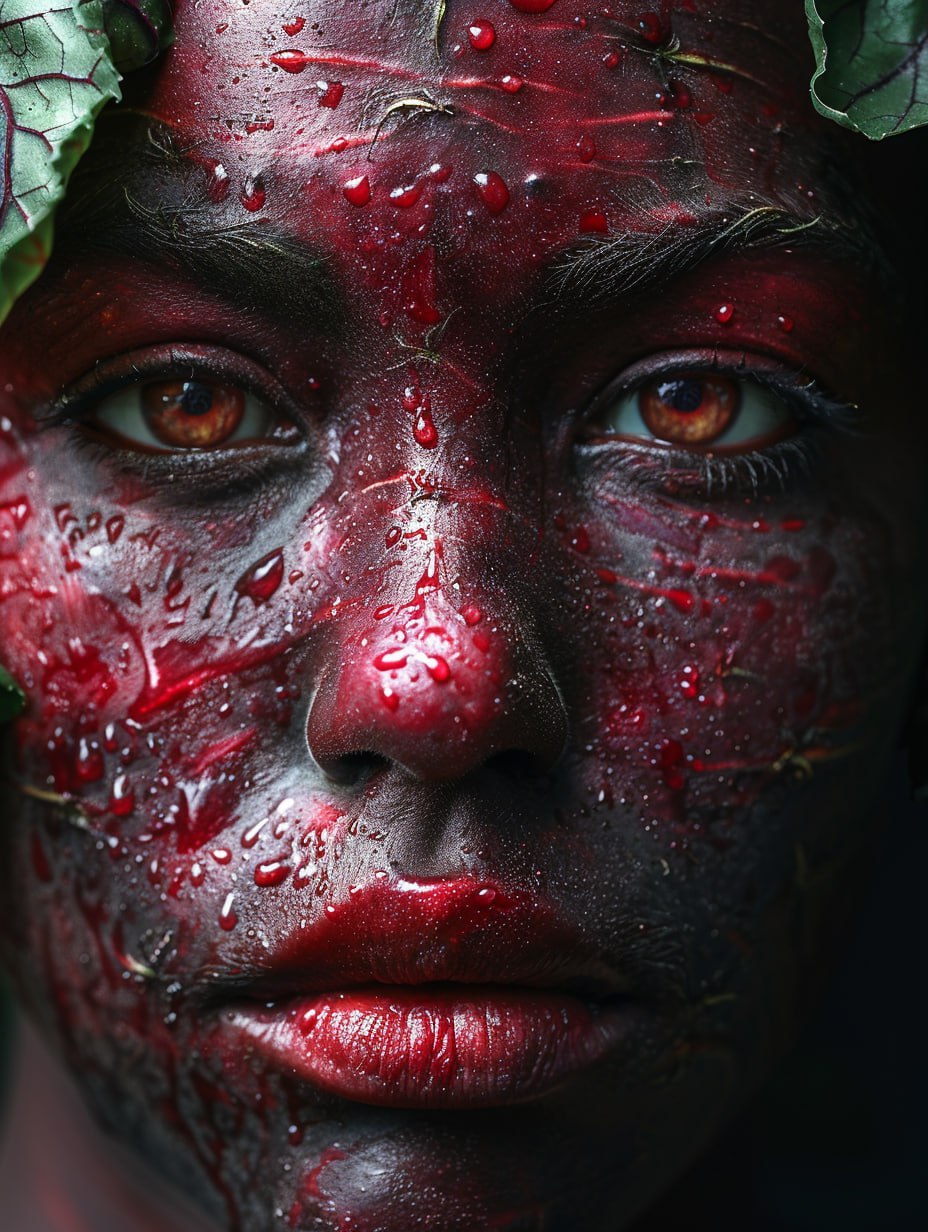 👁Простой, но эффектный👁
Prompt: [фруктовощтекстура], face, beautiful,Я:R
Parameters: --v 6.0 --s 750 --c 20 --ar 3:4 | Сетка — социальная сеть от hh.ru