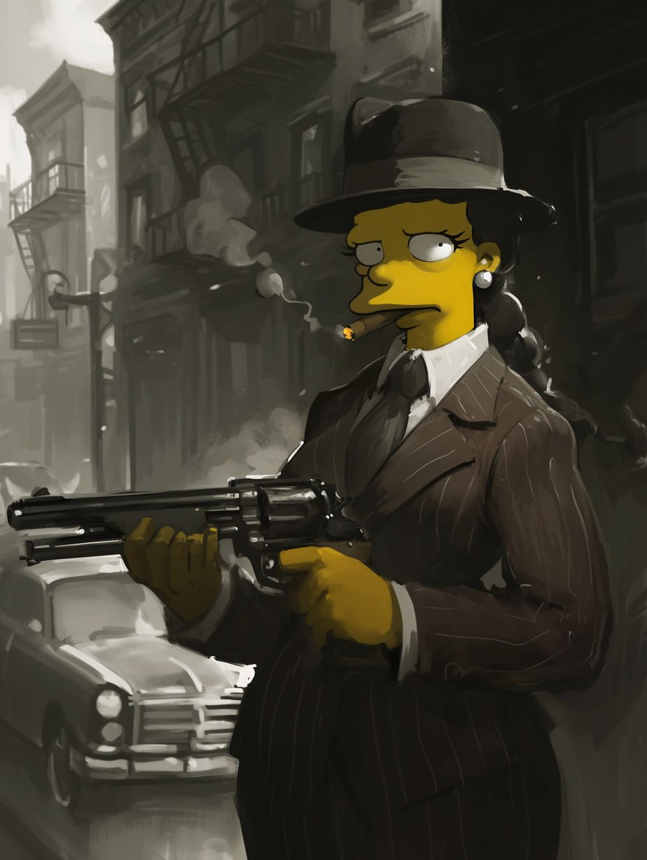 👁Универсальный мультяшный 30-х годов👁
Prompt: Home Dressed in a Gucci suit, looking like a gangster, 1930's style, Mafia gangster [ваш герой], tommy gun, looking cool, NYC scenery,Я:R
Model:MJ | Сетка — социальная сеть от hh.ru