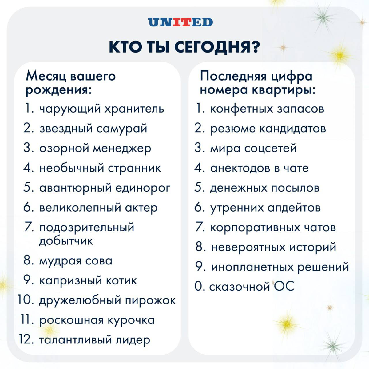 Кто вы сегодня? Пишите в комментариях ✍🏻
Желаем всем позитивного настроения и хорошего рабочего дня 🤍 | Сетка — социальная сеть от hh.ru