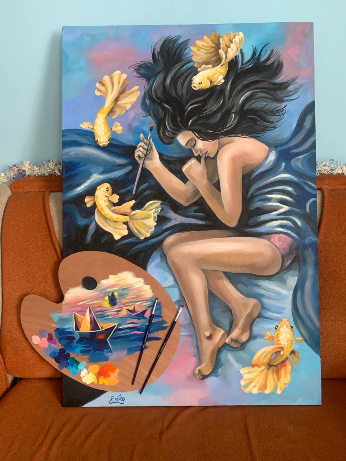 Работа маслом «Маленький художник»
80х120 см. Палитра, кисточки настоящие
#художник
#картина
#живопись
#масло
#кружкауюта | Сетка — социальная сеть от hh.ru