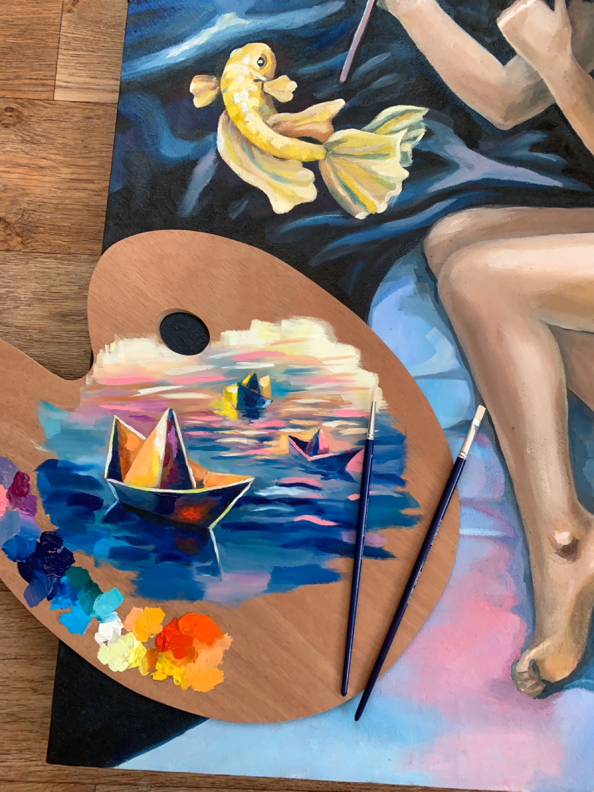 Работа маслом «Маленький художник»
80х120 см. Палитра, кисточки настоящие
#художник
#картина
#живопись
#масло
#кружкауюта | Сетка — социальная сеть от hh.ru