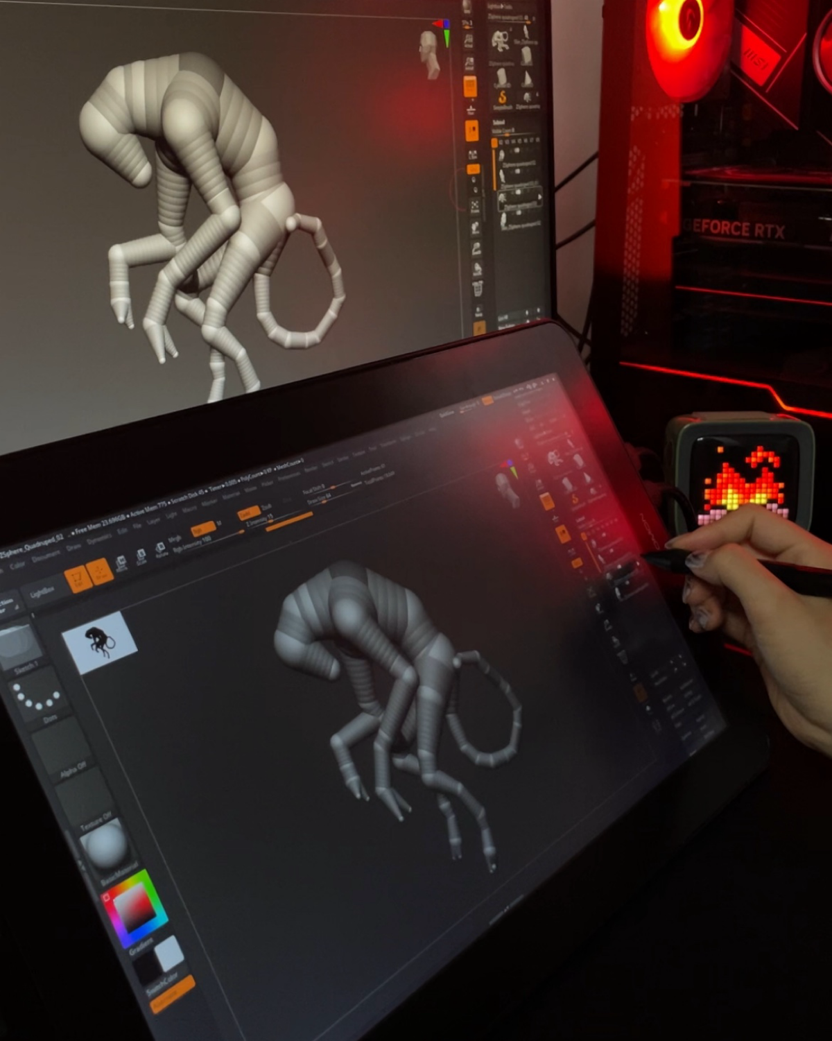 Выхожу из творческого кризиса 😈 #3d #3dанимация
Монстр сделан в Zbrush;
Текстура Substance painter;
Сцена, анимация Blender.
Принимаю заказы в лс или тг https://t.me/Reeeor | Сетка — социальная сеть от hh.ru