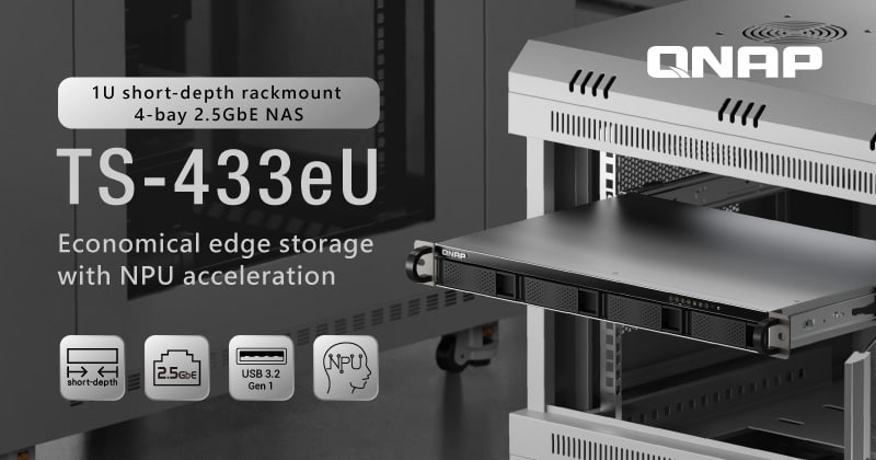 QNAP представила компактные NAS TS-433eU
Компания QNAP Systems анонсировала сетевое хранилище TS-433eU, которое отличается компактностью (292,3 мм глубиной) и типоразмером 1U, что делает его подходящи... | Сетка — социальная сеть от hh.ru